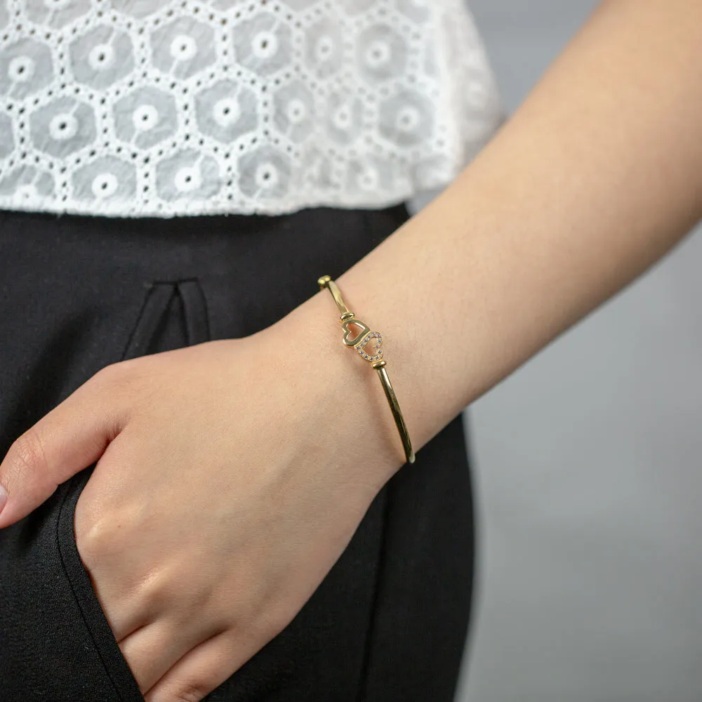 9ct Gold Silverfilled Heart Bangle