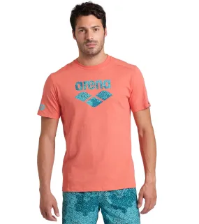 Arena Unisex Logo Cotton Short Sleeve T-Shirt Calypso Coral
