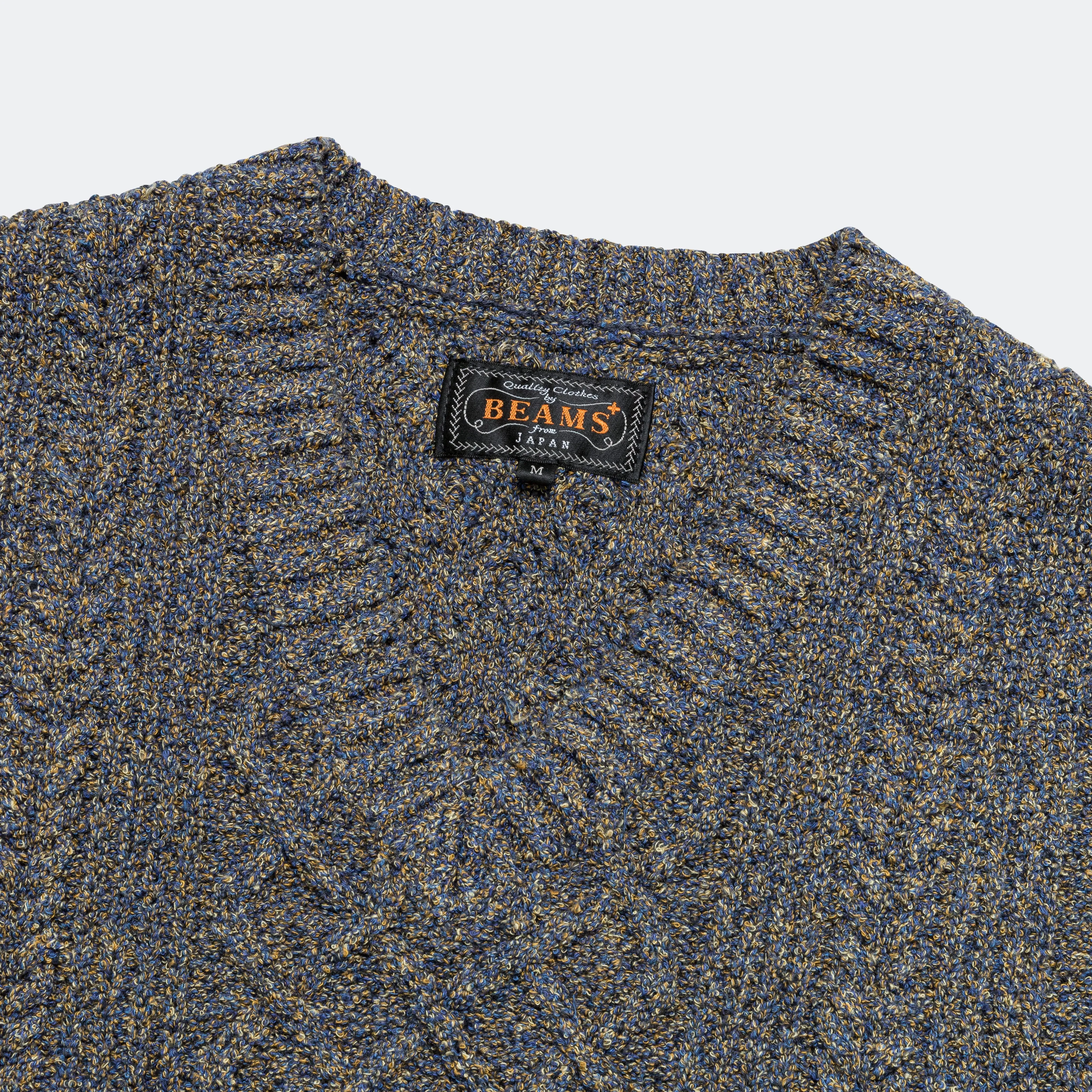 Cotton Linen Vest Alan Pattern - Navy