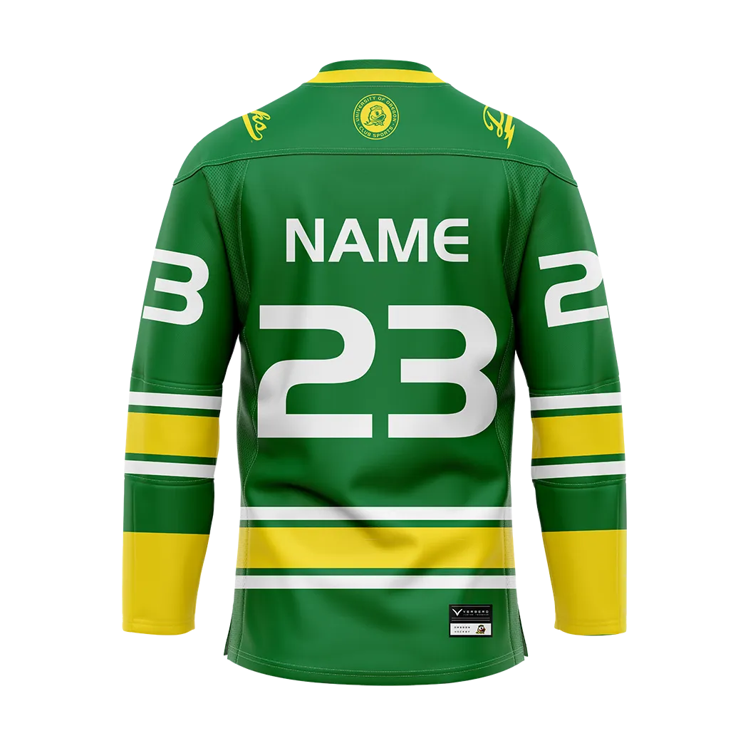 Customized Oregon Green Authentic Sublimated With Twill Jersey