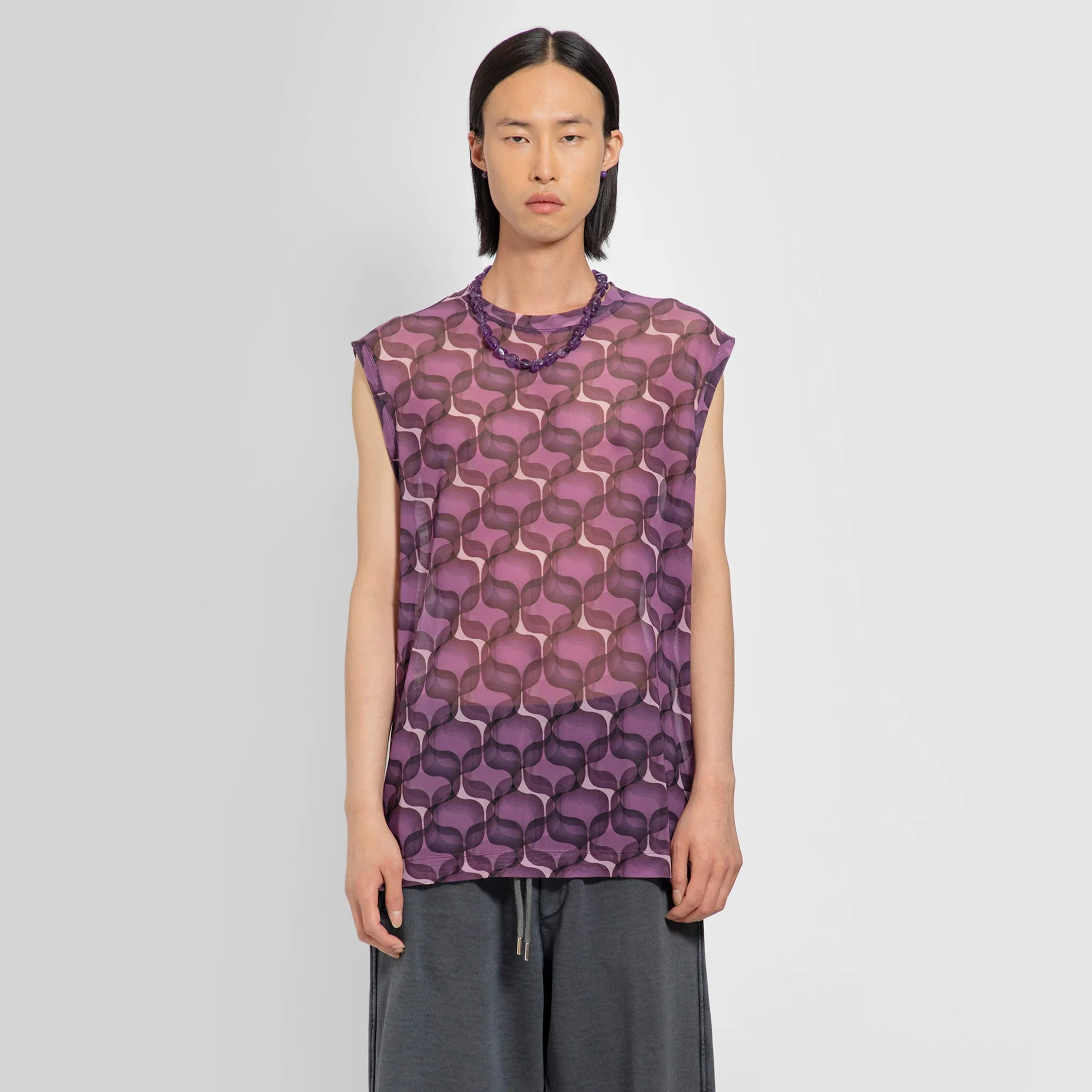 DRIES VAN NOTEN MAN PURPLE T-SHIRTS & TANK TOPS
