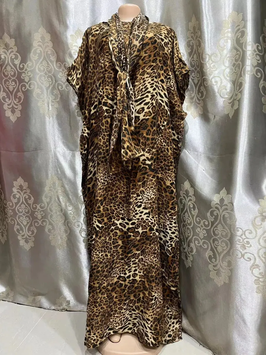 Oversized African Dashiki Abaya for Women – Loose-Fit Long Dress with Scarf