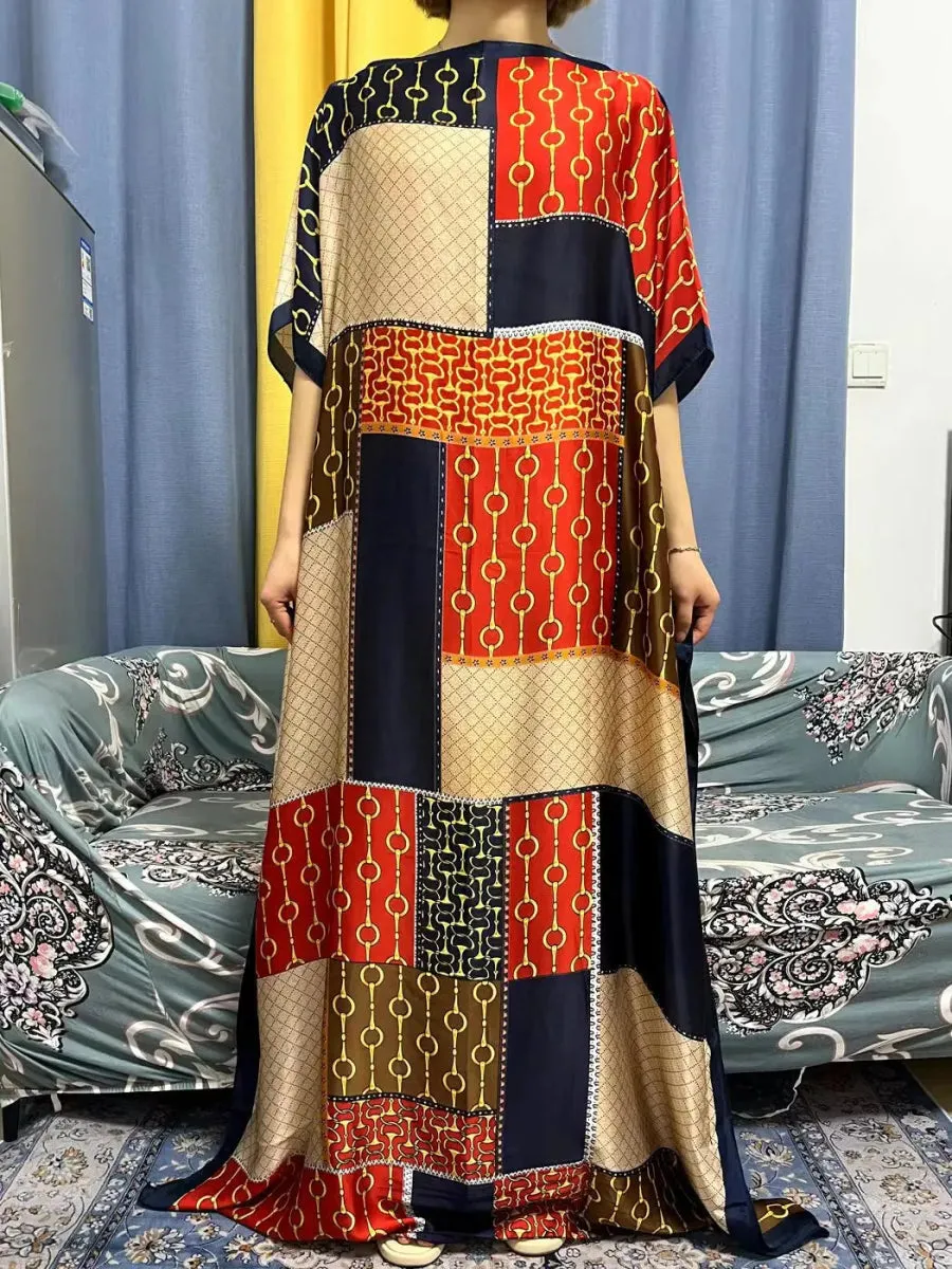 Oversized African Dashiki Abaya for Women – Loose-Fit Long Dress with Scarf