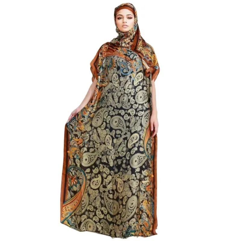 Oversized African Dashiki Abaya for Women – Loose-Fit Long Dress with Scarf